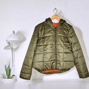 NSF Revolve Ollie Hooded Puffer Jacket Green NWT